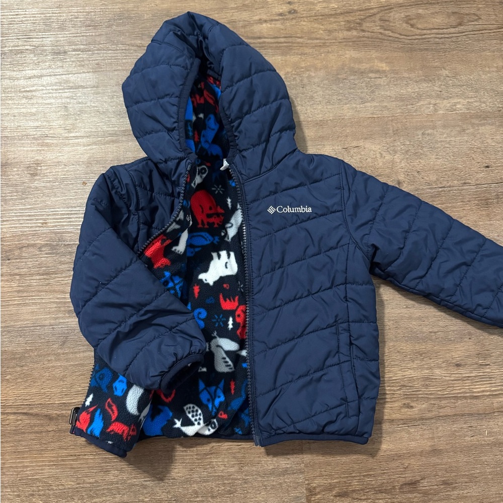 Columbia Dark Blue Quilted Jacket with Animal Print Lining